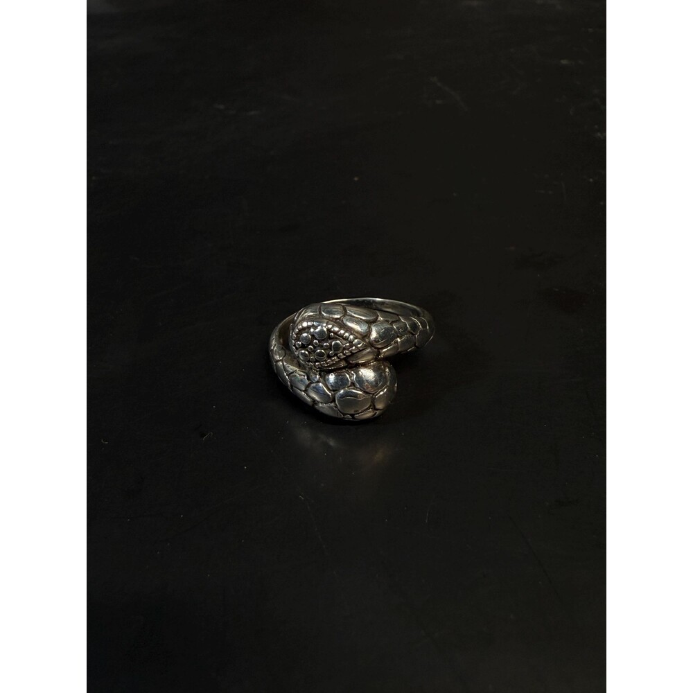 Thailand Sterling Silver Ring Textured Reptile Scale Wrap Band Size 8 Vintage